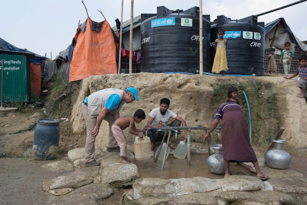 water wells in a Rohinga refugee camp