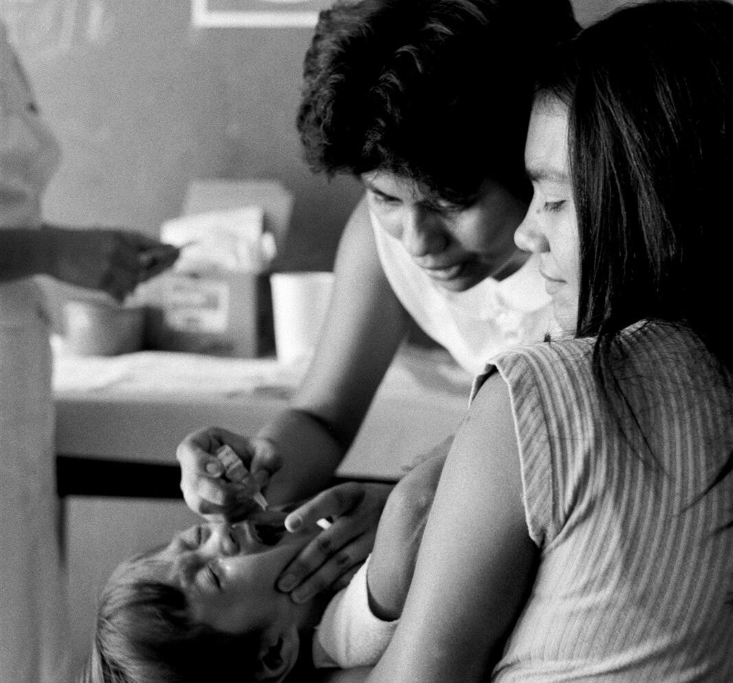 child receives oral vaccine