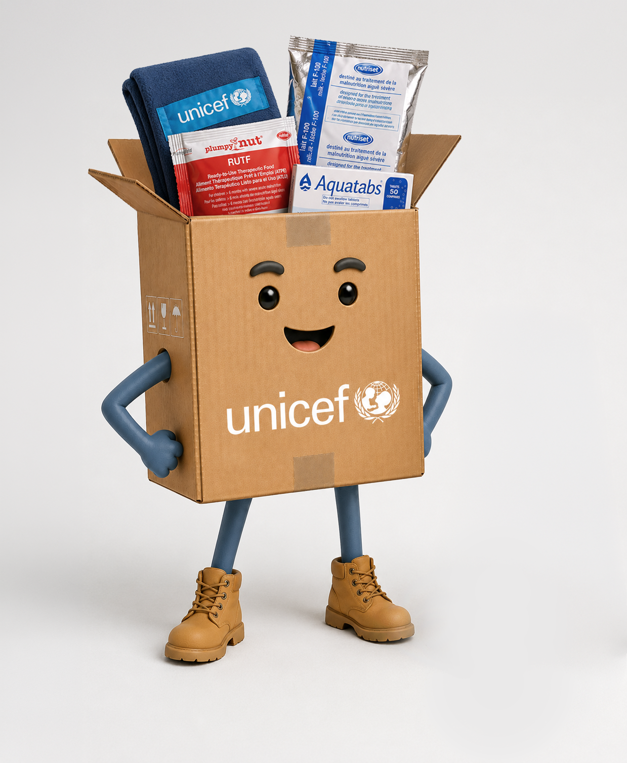Boxie filled with supplies for children.