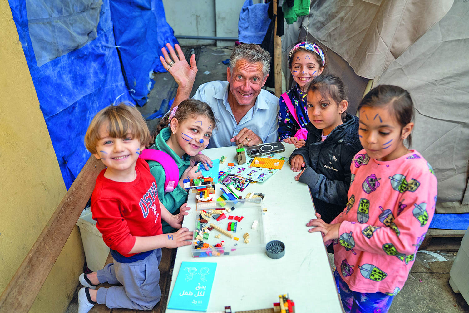 UNICEF's James Elder with children in Lebanon.